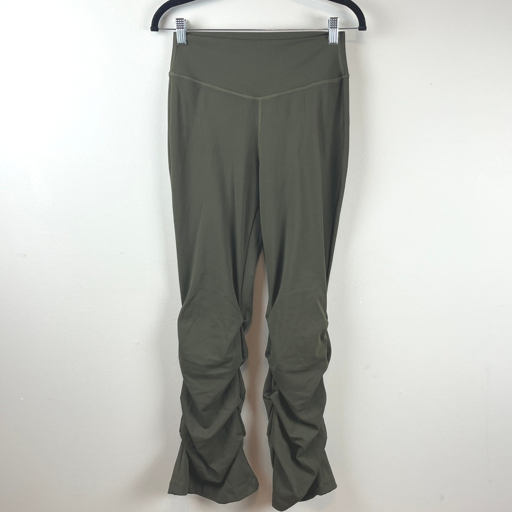 2/$30 New EcoCloudful Fabric Layered Ruched Flare Pants Lone Pine Green Medium - Picture 7 of 12